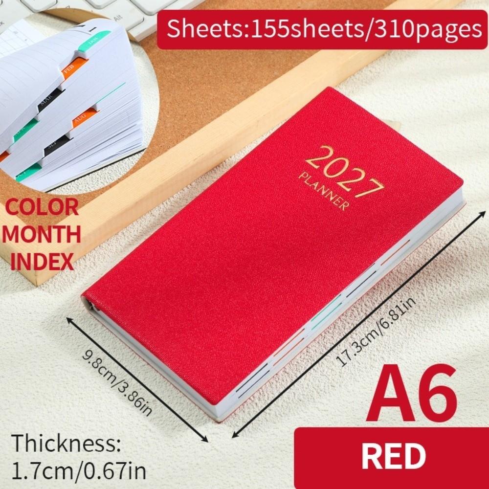 PU Leather Daily Planner Notebook A6 Travel Planning Journal English Yearly Agenda  Office Work