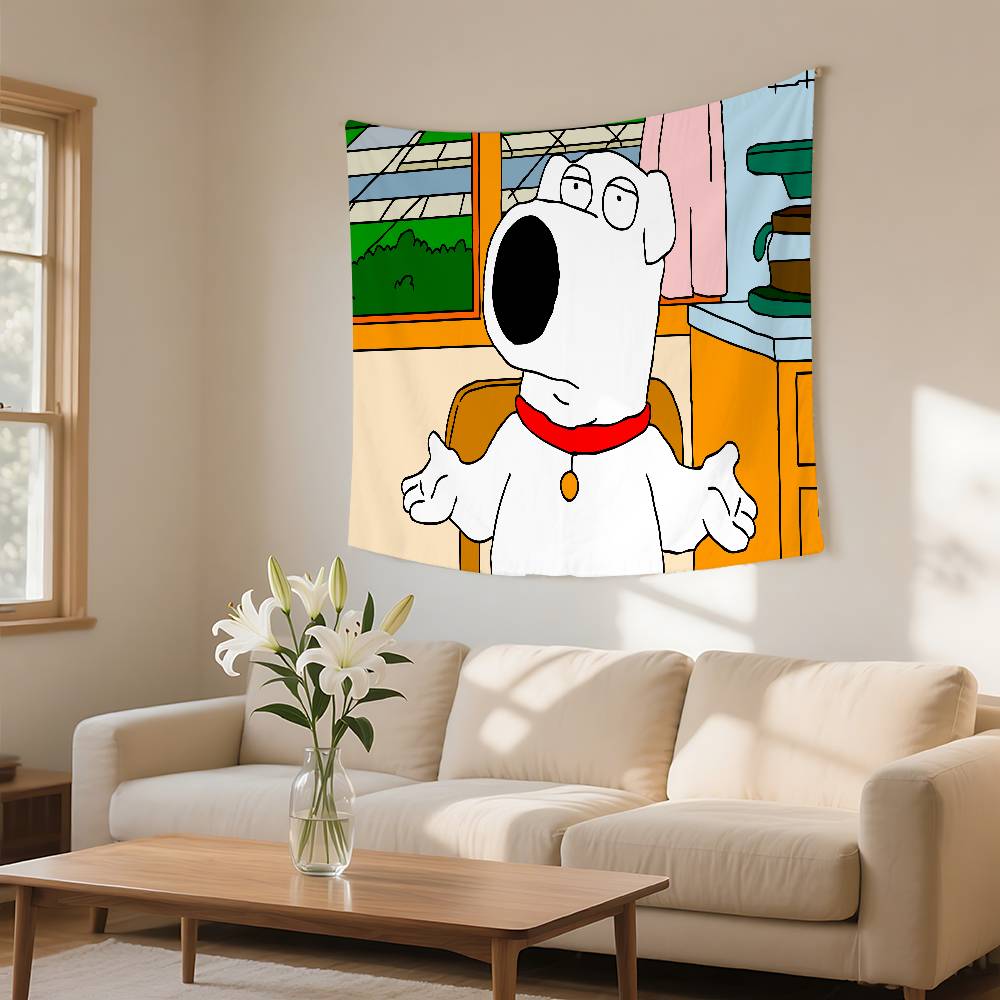 FFamily Cartoon GGuy Tapestry Wall Hanging Tapestry Art Deco Blanket Curtain Hanging At Home Bedroom Living Room Decor