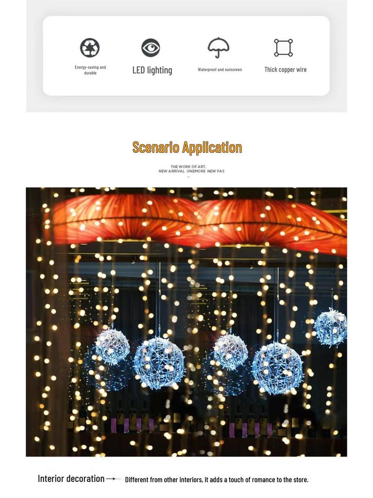 Outdoor Waterproof LED Rattan Ball String Lights for Tree Decoration and Festival Ambiance