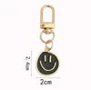 Lovely Smile Face Keychain Cute White Purple Yellow Pink Blue Black Enamel Metal Key Ring Bag Pendant Accessories Women Girl CLE