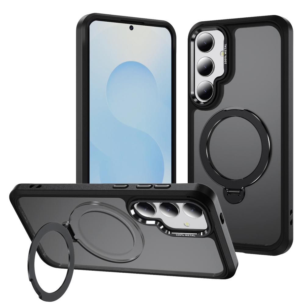 360°Rotating Magnet Ring Fold Rotating Stand Phone Case For Samsung S26 Edge S24 S25 Ultra S23 Plus Frosted Translucent Cover