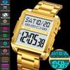 Skmei Luxury Brand Steel Strap Digital Watches for Mens Dual Time Zone Waterproof LED Chronograph Fashion Date Week Alarm Clock