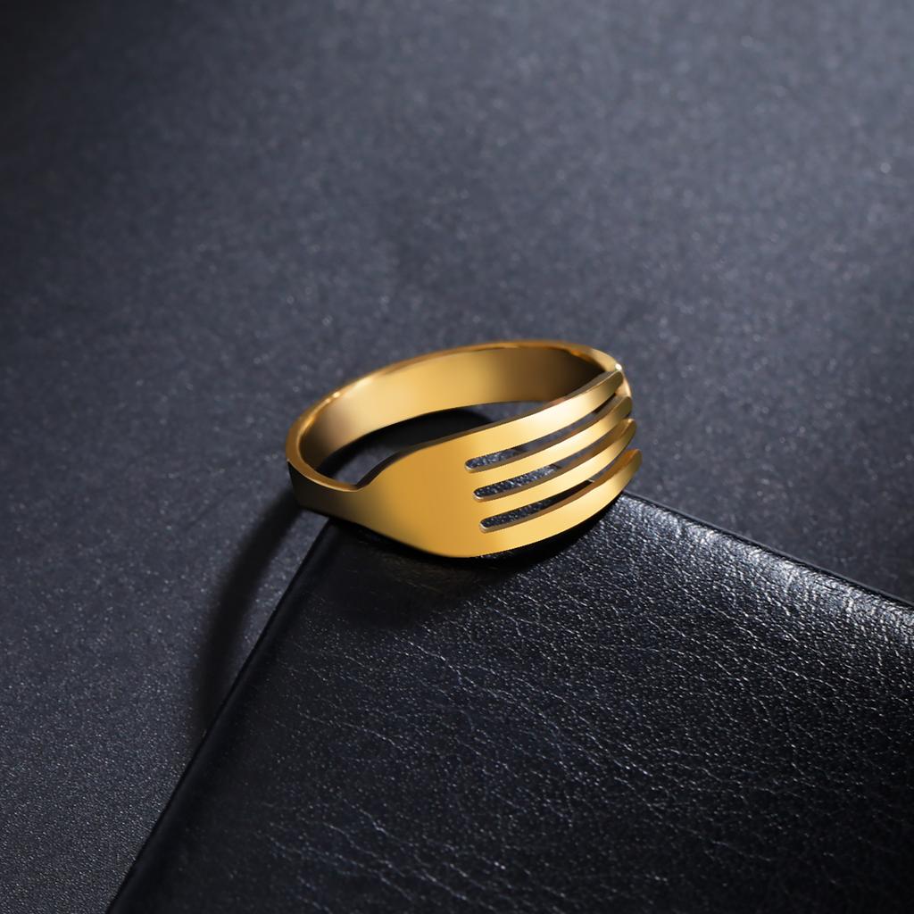 Offener Gabelring Edelstahl Herren Damen Verstellbare Fingerringe Punk Party Schmuck Geschenk für Freunde