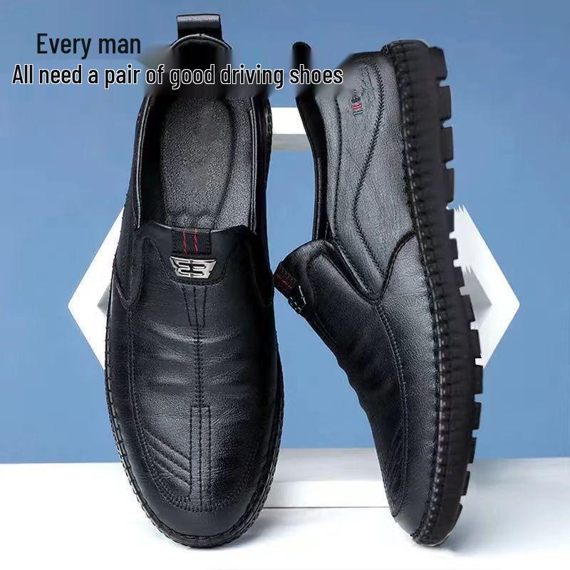 2026 Men's Slip-on Casual Leather Shoes - Breathable, Soft Sole, Anti-slip, Perfect for Business and Everyday Wear