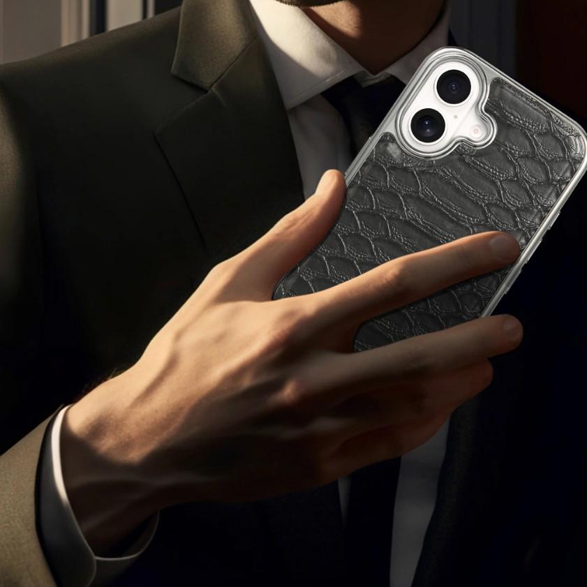 Apple iPhone 17 Pro Max Leather Snake Pattern Drop-Proof Retro Case