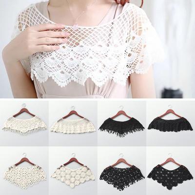 Fashion Tassel Vintage Shawl Poncho Fake Collar Lace Waistcoat Crochet Knit Cape