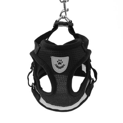 Safe Reflective Dog Harness + Leash Set (M/Black)