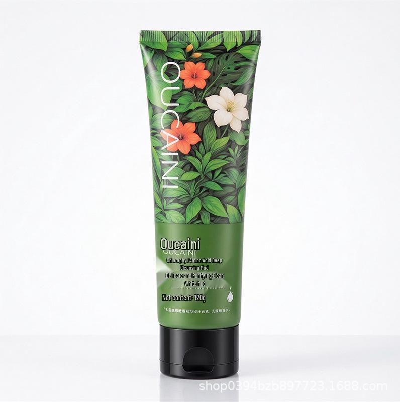 Oucaini Chlorophyll Amino Acid Purifying Mud Cleanser - Gentle, Easy-Rinse Foam Chlorophyll Amino Acid Purifying Mud