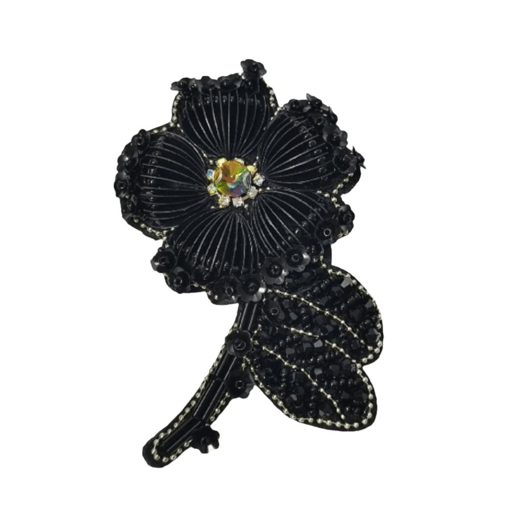 Handmade Flower Applique Bead Embroidery Ppatch Beautiful Beaded Patch Clothes чёрный