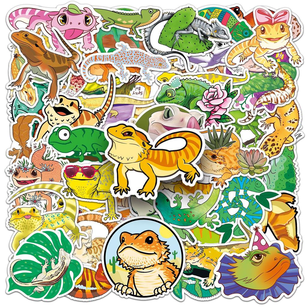 50 Lizard Doodle Personalized Cartoon Animal Children's Creative DIY Skateboard Luggage Stickers Waterproof