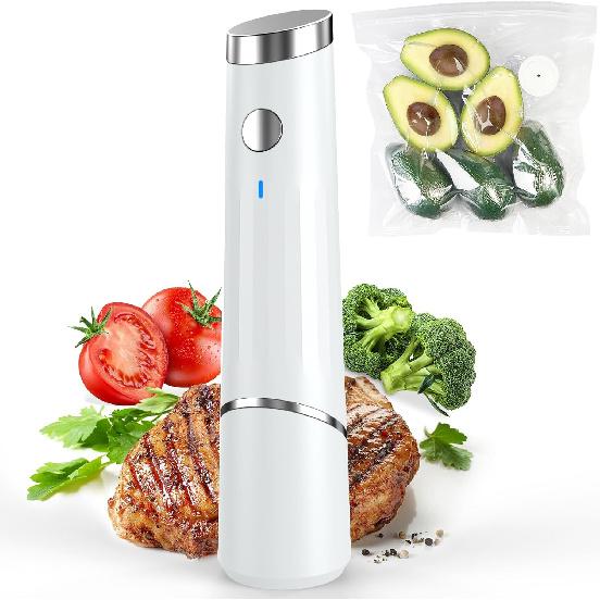 Vacuum Sealer, Handheld Compact Vacuum Sealer, Vacuum Sealer Pump & Food Saver with 20 Reusable Vacuum Bags for Food Fresh & Storage (1 Pump+20 Bags)