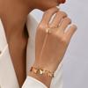Vintage Gold Color Butterfly Adjustable Finger Bracelet for Women Originality Personality Geometric Crystal Bracelet Jewelry