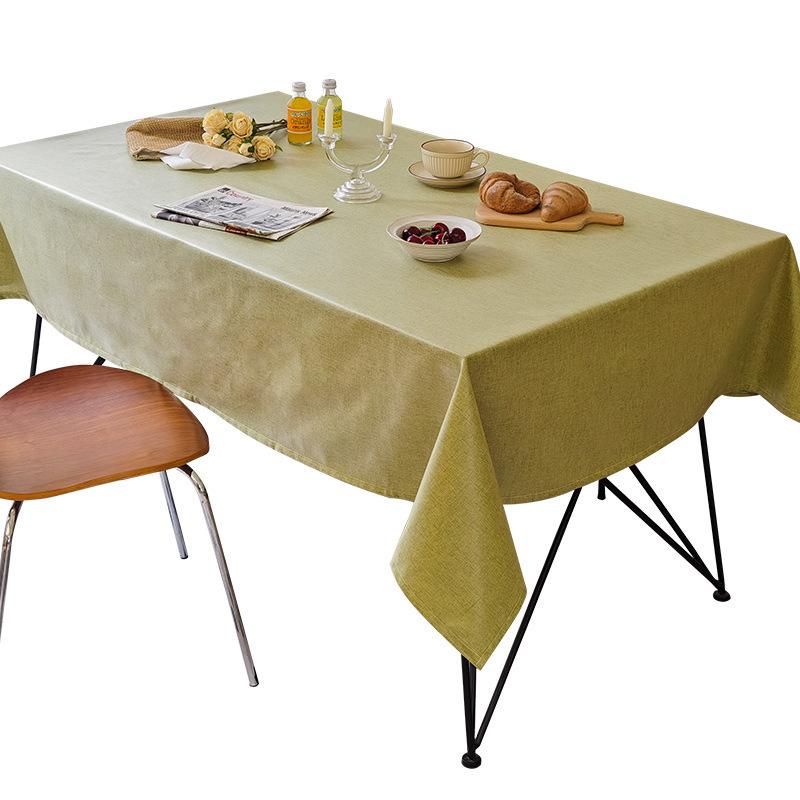 Tablecloth Waterproof And Oil-Proof Leave-In Rectangular Meal Cotton And Linen Tablecloth Solid Color Living Room Tea Table Coffee Table Solid Color