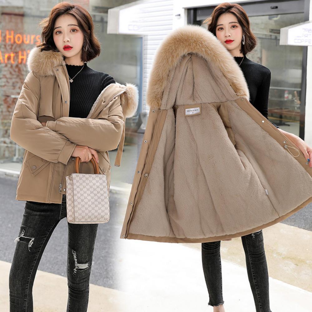 New winter Korean version medium and long lamb wool, thickened large size loose cotton clothes women's tide
