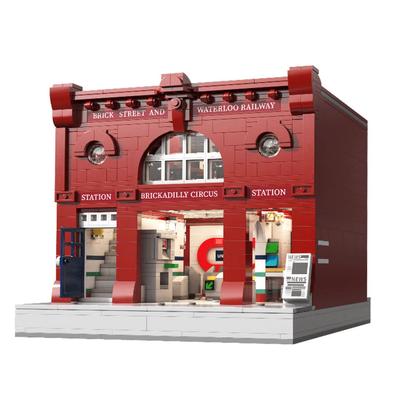Street View London U-Bahn Station Ziegel Modell Verkehrshaus Retro Architektur Bausteine Spielzeug Geschenk