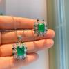 Goods: Cross Border Square Inlaid Simulated Red Corundum Ring Emerald Necklace Jewelry Set