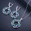 Round Zircon Chain Set, Earring Pendant Two-Piece Set, Color Retention, Multi-Color Optional