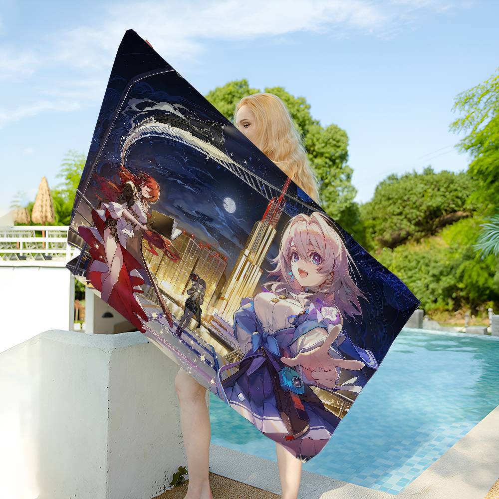 1pc cartoon beach towel Honkai Star Rail Cartoon Beach Towel Cute Kawaii Room Decor Bath Girls Children Hand Towels For Bathroom
