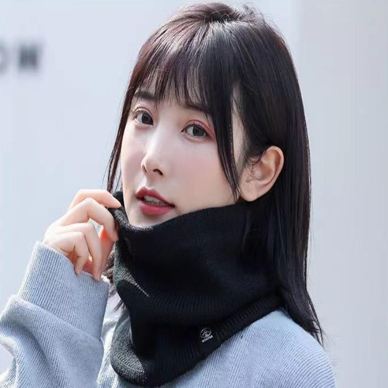 Warm Knitted Scarf Thickened Plush Windproof Winter Neck Gaiter Cold Weather Outdoor Sport Ski Running Men Women Tube Scarf