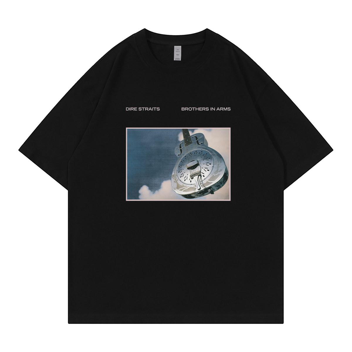 Dire Straits Band American Casual Relaxed Pure Cotton Roundneck Rock Shortsleeved Tshirt S