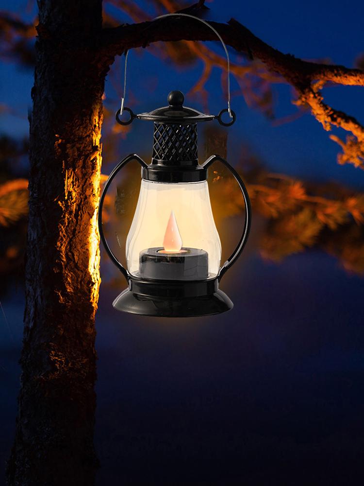 Retro Petroleumlampe Tragbar Altmodische Petroleumlampe Eingebaute Batterie Rustikale Campinglaternen Hof Garten Dekoration