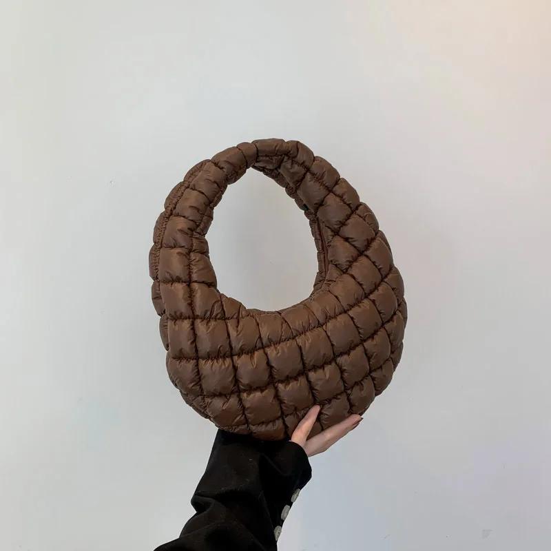 Quilted Embroidered Thread Women's Bag Pleated Cloud Mini Handbags Down Padded Lightweight Clutch Bag Cotton Small Shoulder Bags