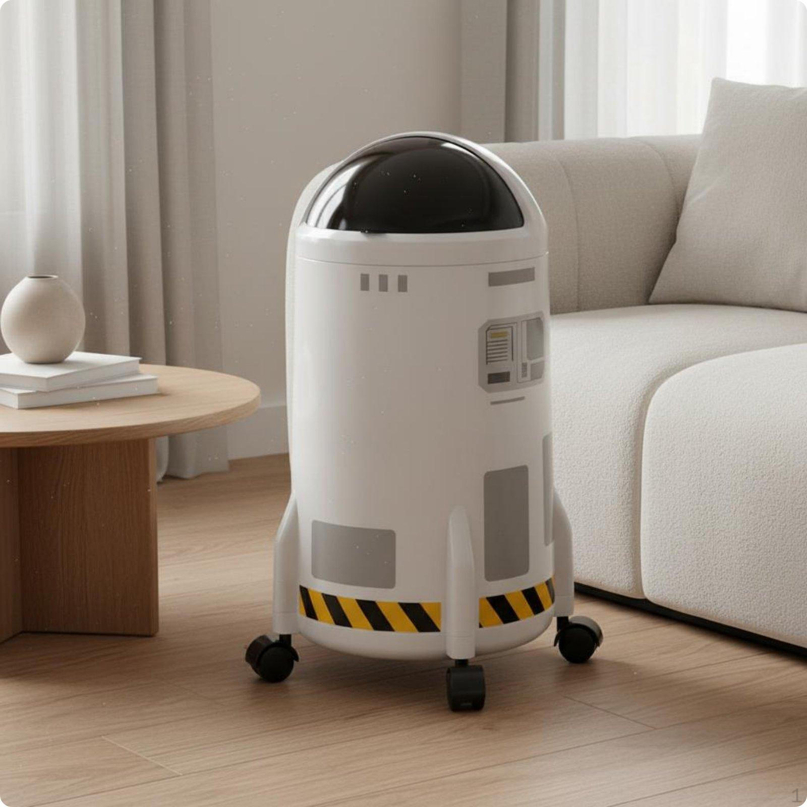 Kosmonauta kuģa formas atkritumu tvertne Radošs