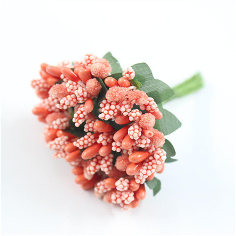 Mini Artificial Stamen Bud Bouquet Leaf Flower for Home Garden Wedding Car Corsage Decoration Box Crafts Supplies.