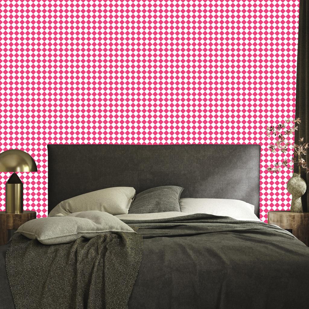 Geometric Rhombus Wallpaper Powder Pink and Pink 50x1000