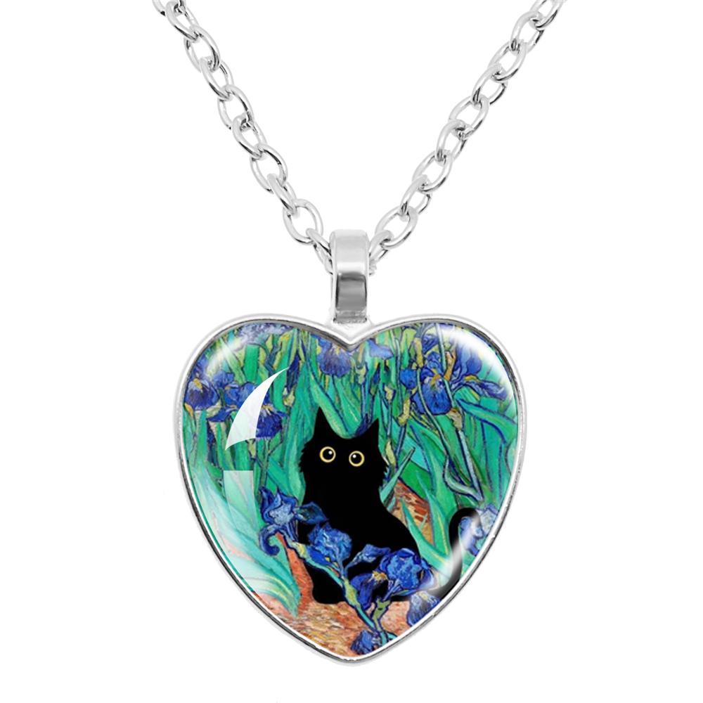 Gepersonaliseerde Kitten Kat Hart Hanger Ketting Dier Vorm Kunst Foto Glas Cabochon Sieraden Kinderen En Vrouwen