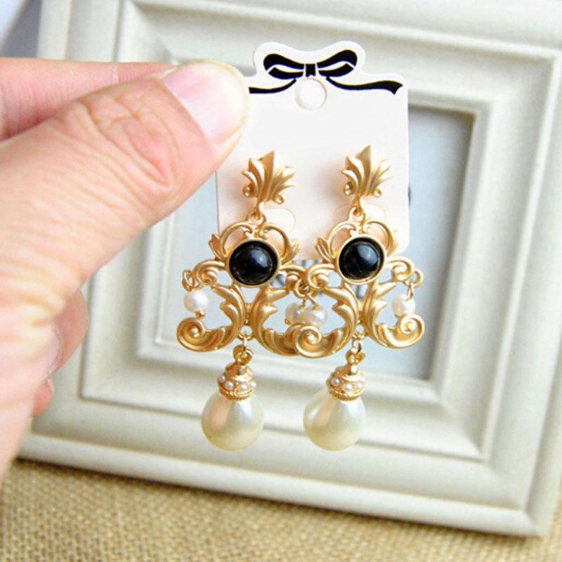 Baroque Pearl Bridal Earrings: European & Korean Retro Style
