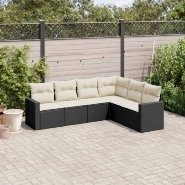 VidaXL Garden Lounge Set 6 Pcs with Cushions Black Braided Resin 3218996