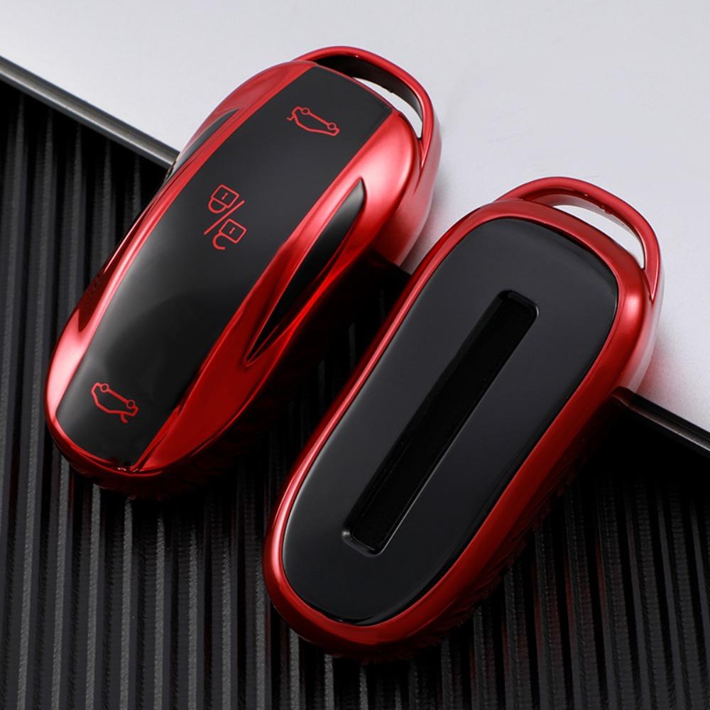 Für Tesla Model 3 Y X S Schlüsselanhänger Abdeckung Kartenhalter Lederetui für Autoschlüssel