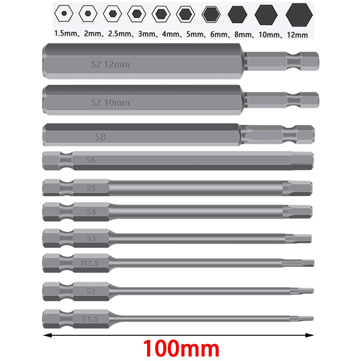 

10Pcs 1/4 Hex Bits Driver Tamper Proof Security Drill Magnetic Bit Set Torx Screwdriver Flat Head High Quality 100mm