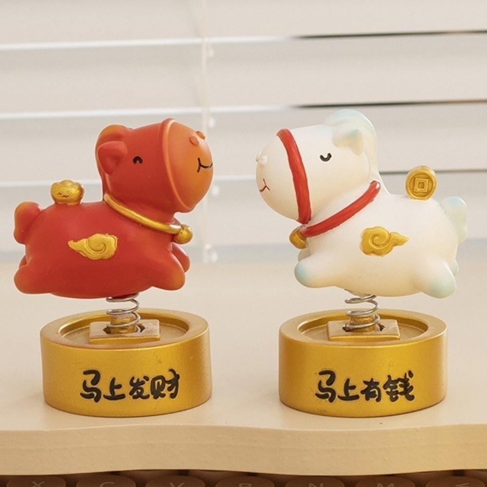 Cartoon Zodiac Pony Ornaments Pony Shape Resin Horse Statue Horse Year Kawaii New Year Desktop Ornament Office