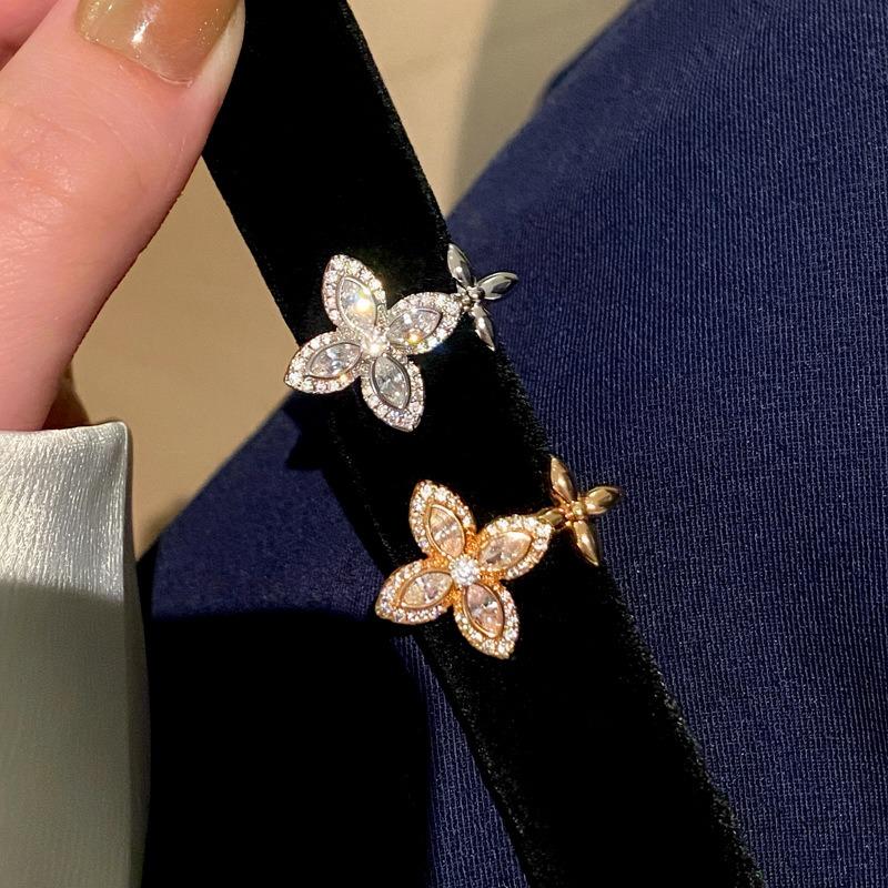 Zircon Mangstar Flower Exquisite Fashion Opening Ring Light Luxury High-end Index Finger Ring Niche Temperament Versatile Ring