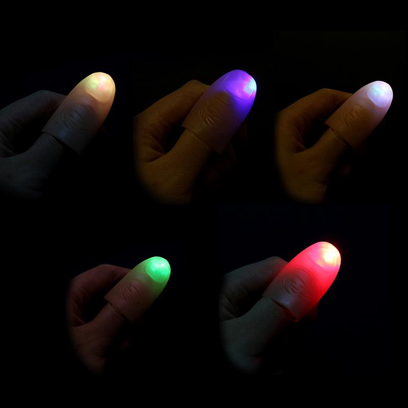 2Pcs Party Magic Light Up Glow Thumbs Fingers Trick Appearing Light Close Up