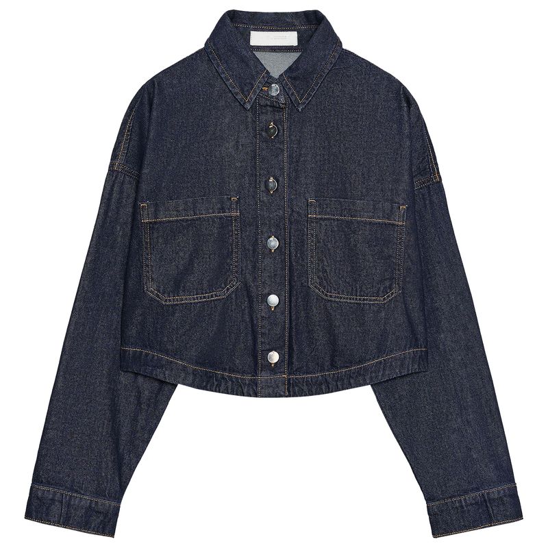 Zaprha 2025 Autumn New Women Simple and Versatile Denim Short Lapel Long sleeve Shirts Outerwear 1934231