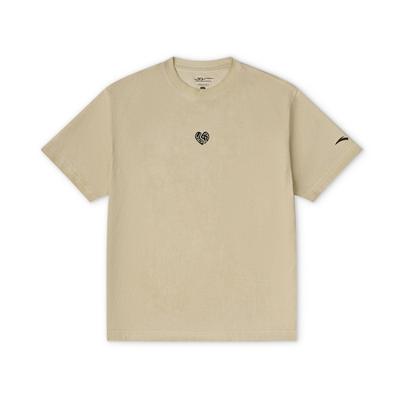 Basketball Series Sport Casual Simple Print Round Neck Pullover Loose Short Sleeve T-Shirt Men T-Shirt Beige 172521101V-1