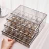 Multi-Compartment Jewelry Storage Box, Acrylic Transparent Earrings Drawer Box With Three-Layer 72-Grid High-Capacity Portable