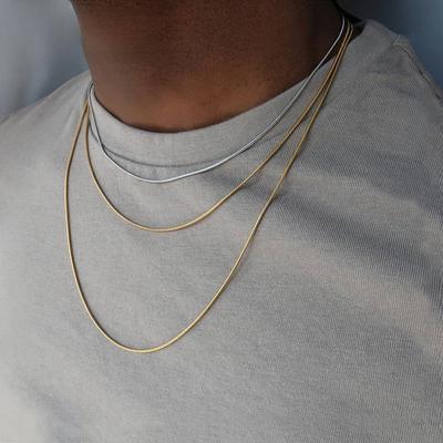 EManco Halskette aus Titanstahl mit runder Kette – einfacher europäischer/amerikanischer Stil für Frauen und Paare, lange Schlangenknochenkette, Schlüsselbeindesign.
