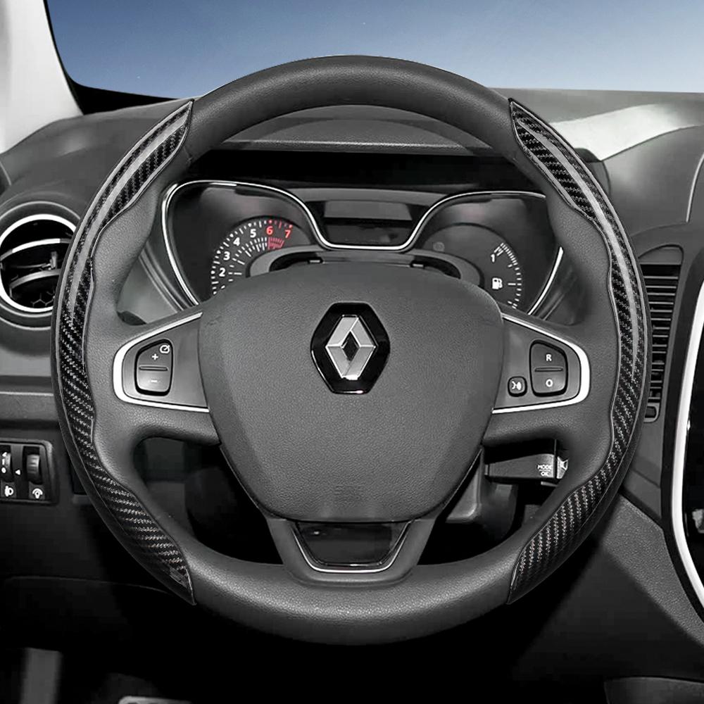 EXHN9 Suitable for Renault Carbon Fiber Texture Steering Wheel Cover with Segmented Quick-Release Design Sandero Clio Duster 