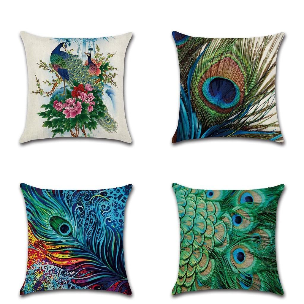 Premium Quality Peacock Feathers Sofa Bed Car Pillow Case For Timeless Home Elegance