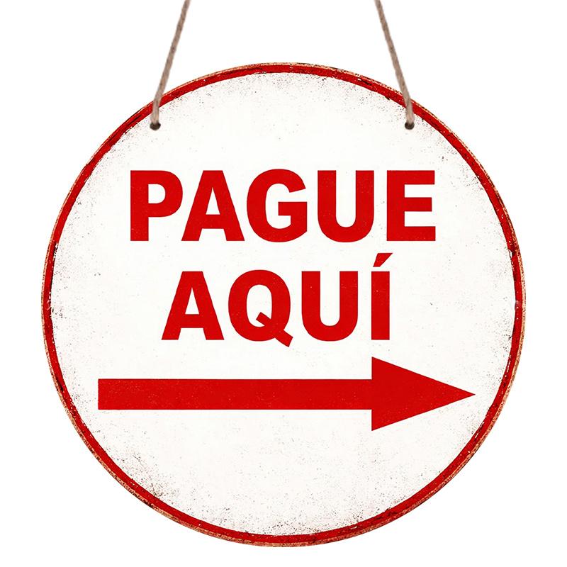 2D Flat, 1pc Circular Rustic Red Border Metal Aluminum Sign, Vintage Plaque about Payment Instructions , Payment Channel Decorative Sign, Suitable 7.87×7.87inch