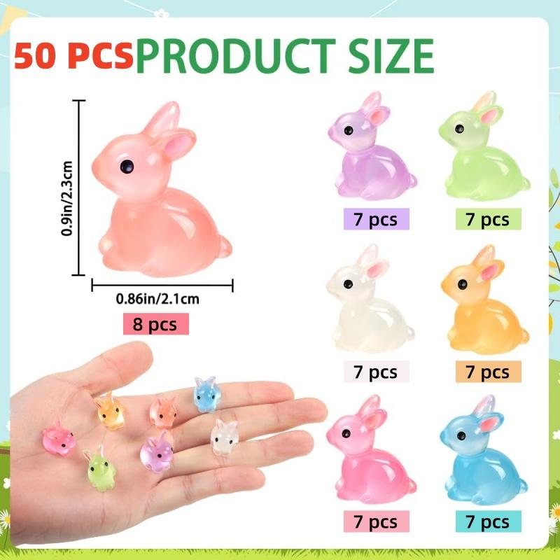 

Luminous Mini Resin Bunny with 7 Colors Little Small Glow in The Dark Rabbit Tiny Figures for Dollhouse Micro Fairy Garden Decor