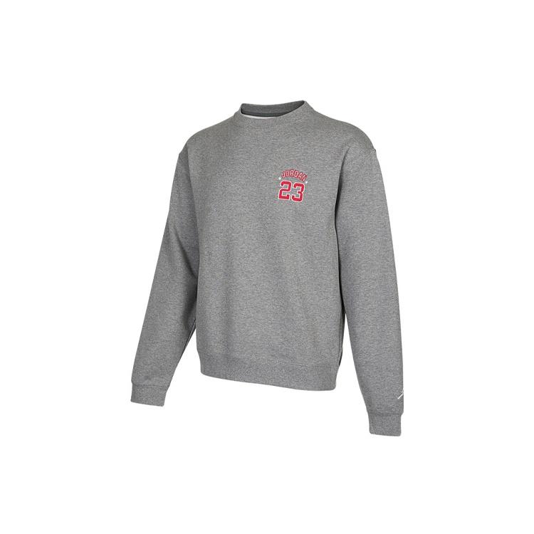 Men s Air Jordan Embroidered Logo Sports Pullover Round Neck Gray DR6421-091 XL