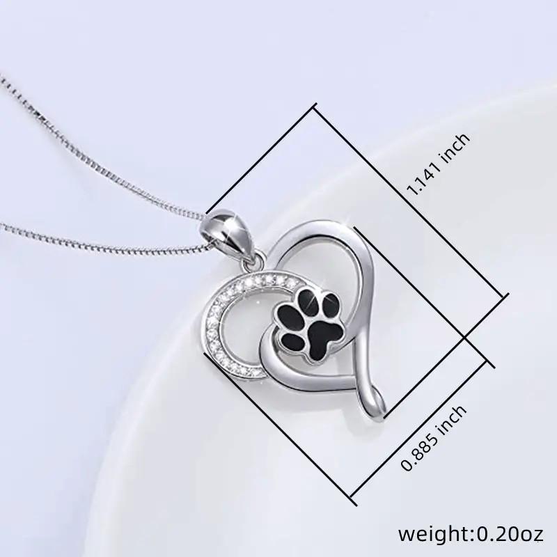 European-American Style Paw Print Heart Pendant Necklace for Dogs