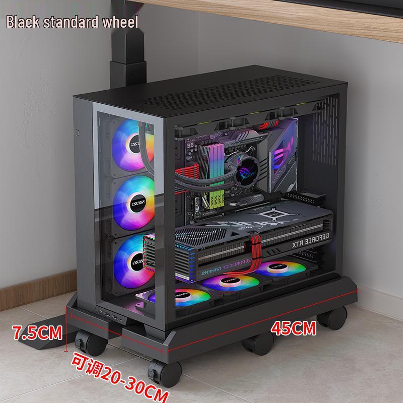 Adjustable Desktop PC Stand with Wheels and Cooling