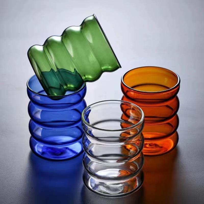 Create Wave Shape Glass Cup Water Bottle Heat-resistant Beer Drinkware Tea Mug Coffee Juice Milk Tea Home Cafe Drinkware Gift