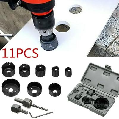 11-teiliges Lochsägen-Set, langlebiger Metallkreisbohrer aus Karbonstahl für Holz, PVC und Kunststoff
